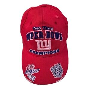 Reebok New York Giants‎ Two Time Superbowl Champions Hat OS Red *flaw